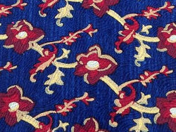 BARRINGTON US Made 100% Silk Tie - Blue with Maroon & Tan Floral Design 33