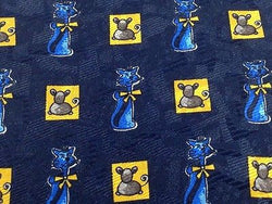 Animal Tie Marco Laurenti Cats And Mice On Dark Blue Silk Men Necktie 29