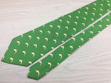 TOKYO Silk Tie - Hand Made - Green with Gold Dolphins Pattern 41