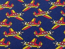 Novelty Tie Aeroplanes On Dark Blue Silk Men Necktie 43