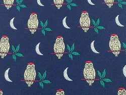Animal Tie Owls and Moon On Dark Blue Silk Men Necktie 29