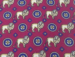 Animal Tie Ruben Lion & Shields on Magenta Silk Men Necktie 48