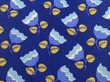 TRUSSARDI Italian Silk Tie - Blue with Pop Tulip Pattern 40