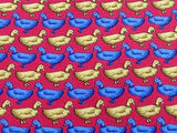 Animal Tie Blue And White Ducks On Bright Red Silk Men Necktie 29