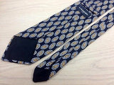 Designer Tie Lancel Orange-Blue Design & White Eggs on Blue Silk Men Necktie 47
