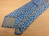 Designer Tie White Stork Pattern On Navy Blue Silk Men Necktie 29