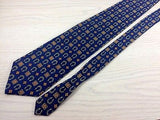 Designer Tie Roberta Baldini Flowers Design On Dark Blue Silk Men Necktie 29