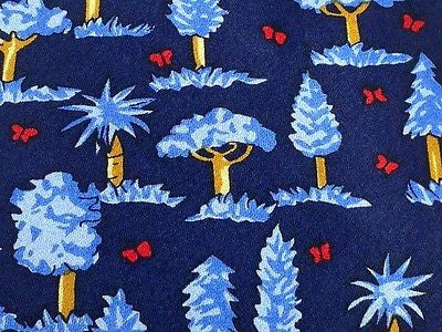 Indian Silk Tie - Navy with Tree Design Pattern 37