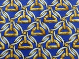 Designer Tie Celine Paris Golen Chain Repeat on Blue Silk Men Necktie 45