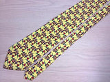 Animal Print TIE  Bunny Plush on Bike Yellow  Made in Italy Silk Necktie 5