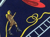 Designer Tie A. Rogers Fire Fighter and Dog on Dark Blue Silk Men NeckTie 44