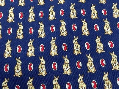 Animal Tie Bunny repeat on deep blue Silk Men Necktie 50