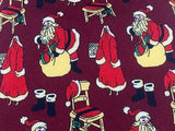 Novelty Tie Havana Santa with Luggage on Burgundy Silk Men NeckTie 30