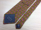 GIANFRANCO FERRE Italian Silk Tie - Olve with Red Coat of Arms Pattern 35
