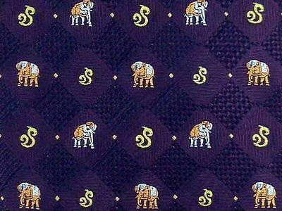 Animal TIE Embroidered Elephant Purple Brown Made in Thailand Silk Necktie 5