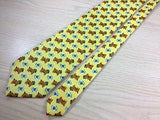 CORBAT-STYLE Silk Tie - Yellow with Brown Pig w Ball Cap Design 27
