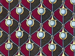 Geometric TIE Pearl on Tan and Fushia Made in Italy Silk Necktie 5
