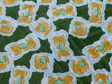 TRUSSARDI Italian Silk Tie - Green with Gold & Ivory Abstract Pattern 37