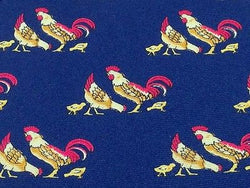 Animal Tie Henry And Sons Chicken Family On Dark Blue Silk Men Necktie 42