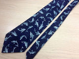Custom Tailored 100% Polyester Tie - Navy with Dolphin Pattern  34