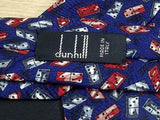 DUNHILL Italian-made Silk Tie - Blue with Red & White Dominoes Pattern  34