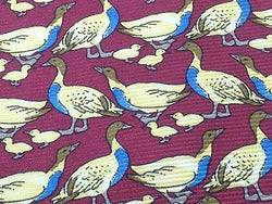 Animal Tie Windsor Ducks & Ducklings on Magenta Silk Men Necktie 48