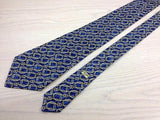 Pattern Tie Celine Light Brown Chain on Blue Silk Men NeckTie 44