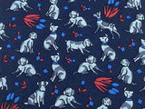 SETA PURA Italian Silk Tie - Navy with Gray & Blue Dogs Pattern 27