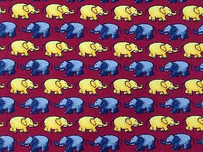 Animal Print TIE  Baby Elephant on Red Made in ITALY Silk Necktie 6