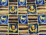 DUNHILL Silk Tie - Brown with Blue & Gold Crest Pattern 41