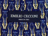 Geometric TIE Ornamental on Blue by CECCONE Made in Italy Silk Necktie 5
