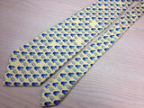ITALIAN Silk Tie - Yellow with Blue Frog Prince Pattern - Charming   34