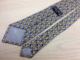 Designer Tie Celine Paris Golen Chain Repeat on Blue Silk Men Necktie 45