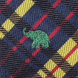TERRIFIC Elephant Animal Plaid Tartan Tie Made Italy100% Silk men necktie