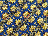LANCEL Paris Silk Tie - Hand Made -  Royal Blue w Intricate Gold Pattern 41