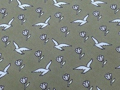 Animal Tie Oliver Grant Dove & Flowers on Creamy Silk Men NeckTie 30