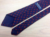 Designer Tie Burberrys Red & Blue Flower Leaves on Navy Blue Silk Men Necktie 32