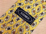 Falling Elephant on Yellow TIE Repeat Animal Novelty Silk Men Necktie 11