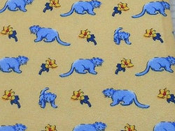 VIVALDI Italian Silk Tie - Pale Yellow with Light Blue Lion Cub Pattern 40