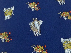 HOBSON Italian Made Silk Tie - Navy with Elephant Pattern 33
