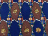 Designer Tie Dunhill Bags in Rhombus with Brown & Blue Color Silk Men NeckTie 44