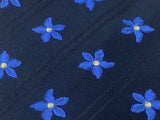 Novelty Tie David Moss Blue Flowers On Black Silk Men Necktie 42