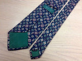 ANDREW'S TIES Italian Silk Tie - Blue w Red, Green & White Design Pattern 36