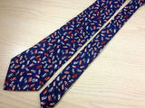 DUNHILL Italian-made Silk Tie - Blue with Red & White Dominoes Pattern  34