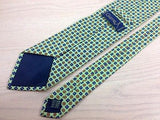 Designer Tie Gierre Square & Flower Pattern on Light Green Silk Men NeckTie 30