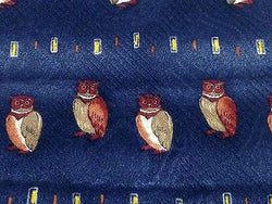 Animal Tie Maxmillian Owls On Dark Blue Silk Men Necktie 29
