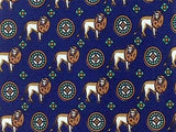 Lion TIE Dot on Blue Animal Novelty Theme Repeat Silk Necktie 2