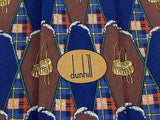 Designer Tie Dunhill Bags in Rhombus with Brown & Blue Color Silk Men NeckTie 44