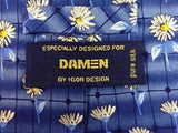 Summer Floral on Blue Checker TIE Repeat Novelty Silk Men Necktie 11