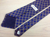 Designer Tie Paul Fredrick Brown Circles on Blue Silk Men NeckTie 49